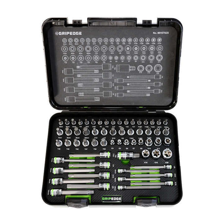 62-PC Master Hex & Star Driver Set | Includes Hex, Star, Security Star & E-Star